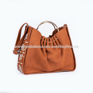 China Woman S Handbag Shoulder Bag With Metal Ring Handles Woven