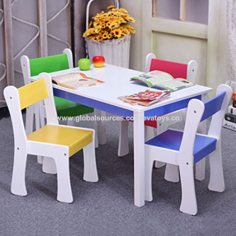 China New Hottest Preschool Wooden Children S Table And Chair Set With 1 Table And 4 Chairs W08g240 On Global Sources