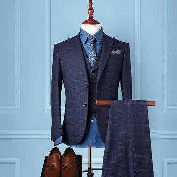 3 Piece Suits Men British Latest Coat Pant Designs Royal Blue Men's ...