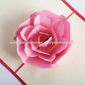 China Pink Rose 3d Pop Up Greeting Cards Holiday Valentines Thank You Card Handmade Paper Flower Bouquet On Global Sources Gift Greeting Card Flower