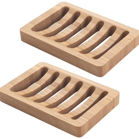China Jabonera de madera de bambú, tenedor del jabón de barra para el  cuarto de baño de la ducha, cocina - 2 paquetes (color natural) encendido  Global Sources,bandejas del jabón,tenedor del jabón,Jabonera