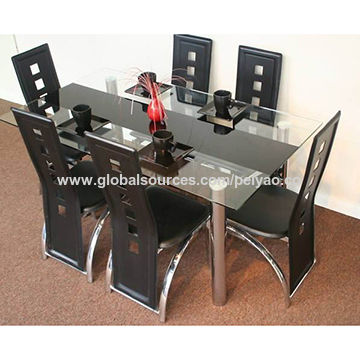 Glass Top Modern Dining Table Chair Set, Glass Top Dining Table And Chairs