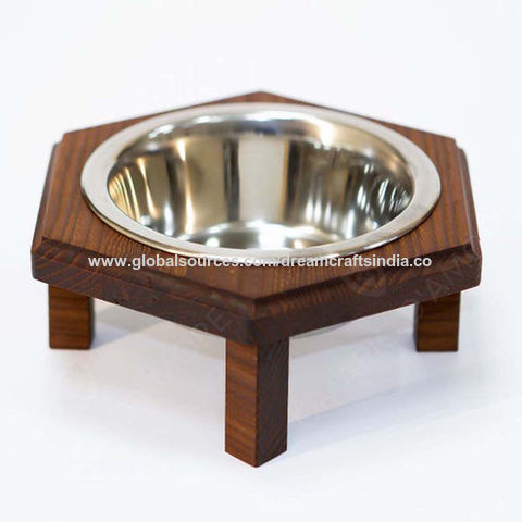 India Unique Wooden Cat Dog Food And Water Container With Steel Bowl On Global Sources Pet Food Bowl