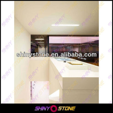 Clean L Shaped White Corian Solid Surface Hotel Reception Global