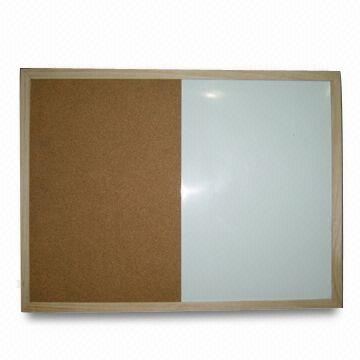 Wood Framed Combo Magnetic Whiteboard Corkboard Kraft Paper