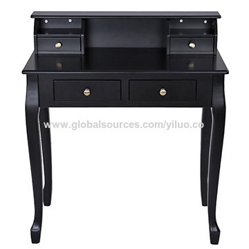 White 4 Drawers Dressing Table Set For Chic Makeup Vanity