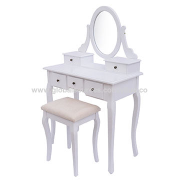 Dressing Table With Vanity Mirror Stool White Global Sources