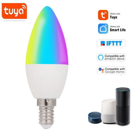 China Tuya WiFi Smart Bulb LED Candle Bulb E14 Light Control Alexa Home on Global Sources,Alexa wifi bulb camera,Google Home wifi led bulb
