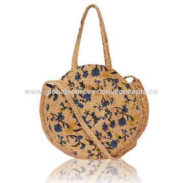 India La bolsa de asas redonda del yute encendido Global Sources,Bolso de  la playa del yute,Yute,Bolso del yute del totalizador
