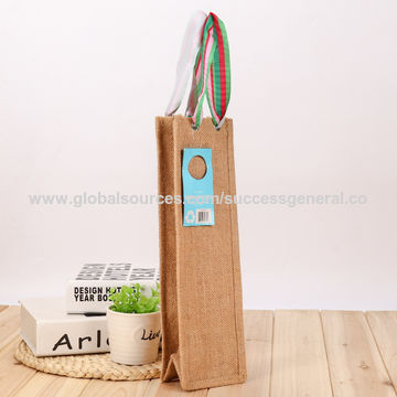 China Natural Color ECO-friendly Jute Wine Gift Bag Custom Logo On ...