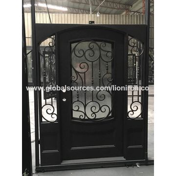 Custom Dallas Securit Wrought Iron Entry Door With Silver