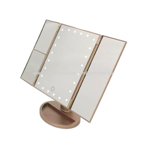 Led Lights Hollywood Makeup Mirror, Tri Fold Vanity Mirror With Lights