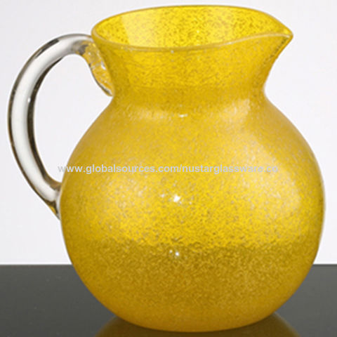 China Yellow Bubble Color Water Pitcher Glass Vase With Handle For Milk Or Juice On Global Sources Jug Carafe - Handled Glass Jug Vase China Yellow Bubble Color Water Pitcher Glass Vase With Handle For Milk Or Juice On Global Sources Jug Carafe - Handled Glass Jug Vase