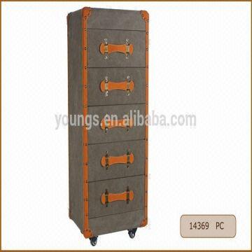 Decorative Wooden Storage Cabinet With Drawers Wheels And Canvas