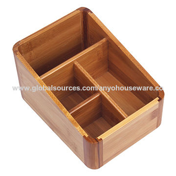 China Multifunctional 100% Natural Bamboo Office Desk Organizer with 4 ...