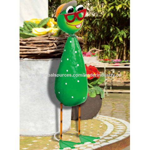 China Metal Frog Statue With Bobblehead, Metal Frog Garden Statues
