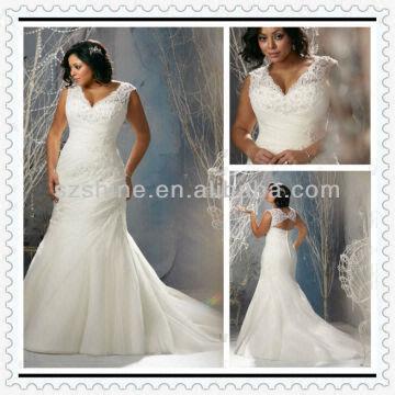 Ywd10257 Custom Made Sleeveless V Neck Mermaid Lace Fat Size