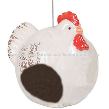 China Bsci Audited Ceramic Hen Wild Bird Feeder Hanging Tree