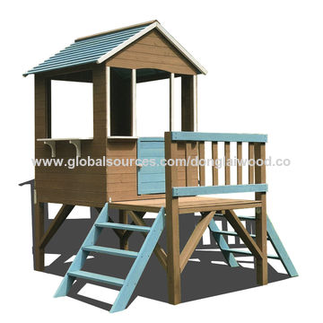 Outdoor Furniture Wooden Children Kids, Childrens Outdoor Wooden Playhouse With Slide