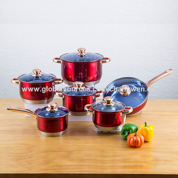 China 12pcs Kitchen Cookware Set Stainless Steel Cooking Pots Set With Red Color On Global Sources Kitchen Cookware Cooking Pots Set Cooking Pots
