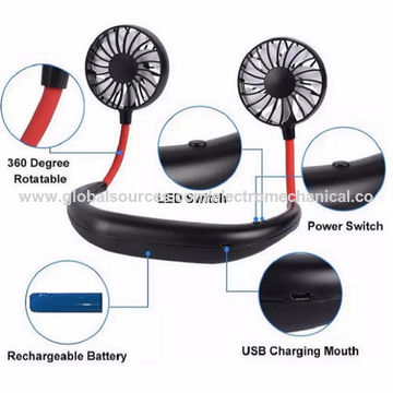 Portable USB Rechargeable Neck Fan Neckband 360 Degree Mini Fan Style