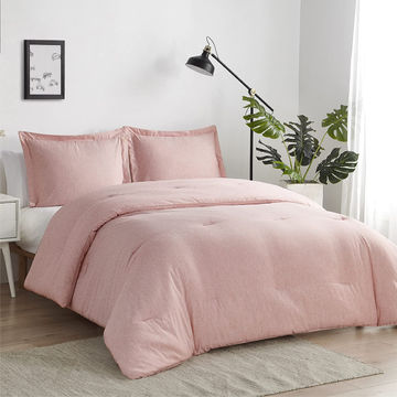Cationic Dyeing Comforter Set, Light Pink King Size Bedding