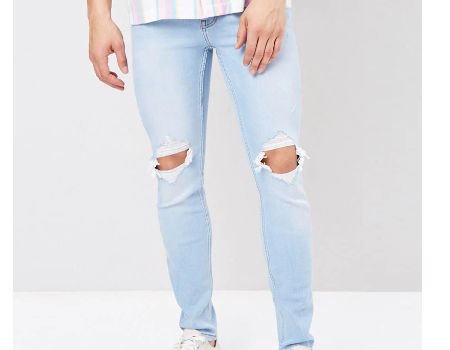 light blue wash ripped jeans mens