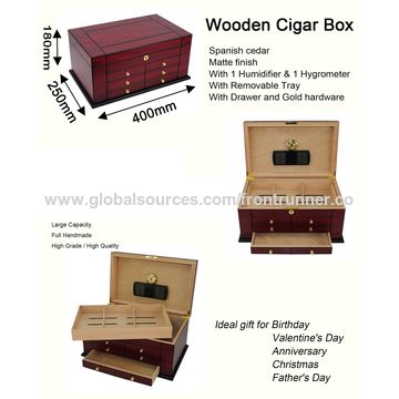 China Desktop Large Capacity Cabinet Cigar Humidor With 1 Drawer And 1 Removable Tray Wood Cigar Box Work On Global Sources Cigar Box Cigar Humidor Wood Cigar Case