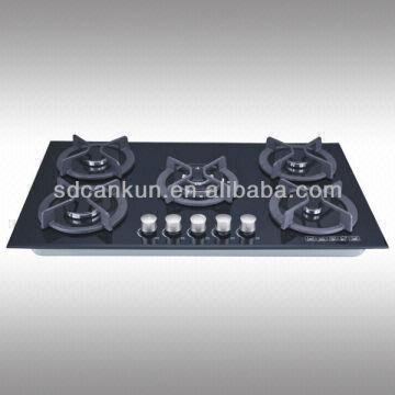 New Design 5 Burner Tempered Glass Gas Stove Cast Iron Pan Support