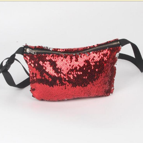 red glitter fanny pack