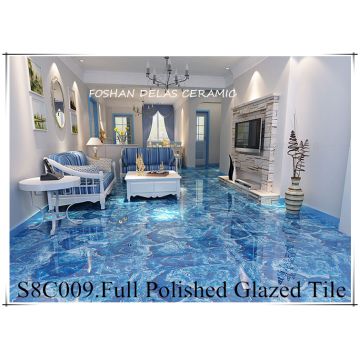 Ocean Blue Glazed Porcelain Floor Tile, Blue Porcelain Floor Tile