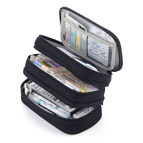 China Kingslong Capacity 3 Layer Large Handle Pencil Case With Double Zipper Milti Function Travel Bag On Global Sources Pencil Case For Kids Pencil Bags With Zipper Pencil Box