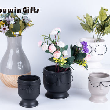 Wholesale Creative Black And Grey Glazed Handmade Ceramic Flower Pots Global Sources