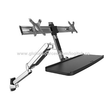 Double Screen Arms Wall Mount Monitor Arm With Foldable Keyboard