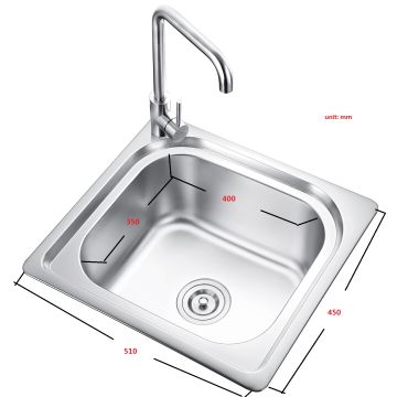 Stainless Steel Kitchen Sink Single Bowl One Piece Finish