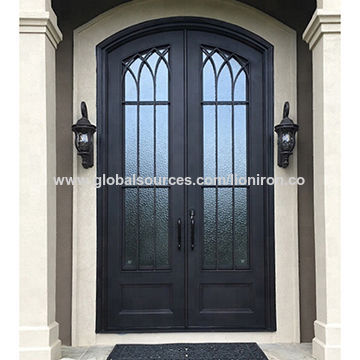 Modern Usa Popular Style Eyebrow Top Secured Iron Double Front Doors Global Sources