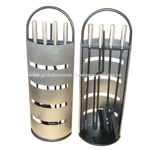 China Fireplace Tools 5pcs Stainless Steel And Black Fire Set On