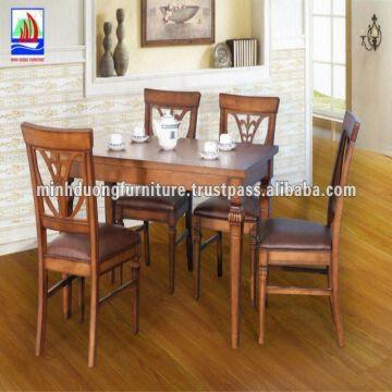 Dining Set With 1 Table 4 Chairs Made Of Rubber Wood Mdf Veneer Vietnam Dining Set With 1 Table 4 Chairs Made Of Rubber Wood Mdf Veneer