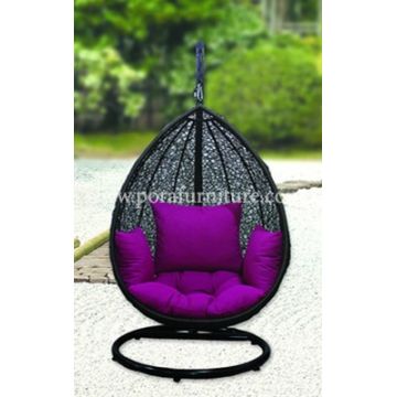 Outdoor Indoor Wicker Rattan Swing, Purple Outdoor Furniture