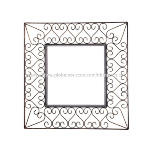 China Mirror Metal Wall Decor Frame Art Black With Beveled China Mirror Metal Wall Decor Frame Art