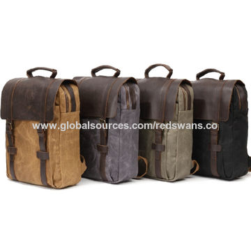China Daypack de la lona del fabricante de Guangzhou de la mochila del fin  de semana de los hombres de cuero reales encerados obra clásica del viaje  encendido Global Sources,La mochila encerada