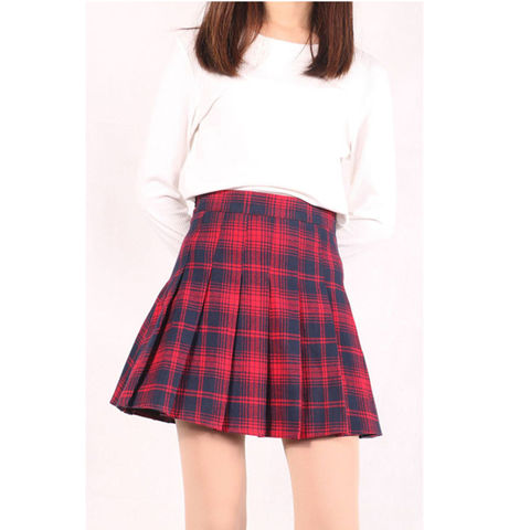 checkered high skirt