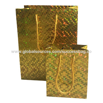 China Kraft Gift Bag Paper Promotional From Wenzhou China Beautiful Paper Gift Bags Promotion Bag With Laser Gold Metalic Lamination