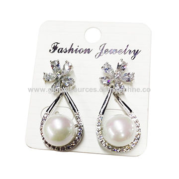China Elegant silver pearl drop earring 