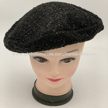 womens black beret hat