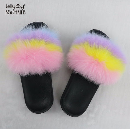 rabbit fur slides