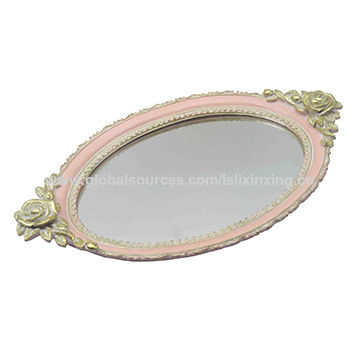 China Decorative Vanity Mirror Tray Cake Chocolate Plate From