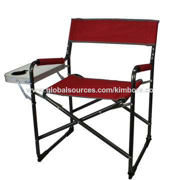 China Portal Steel Frame Folding Director S Chair Portable Camping Chair With Side Table Supports 225lbs On Global Sources