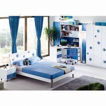 Children S Furniture Bedroom Set With Light And Sky Blue Mixed
