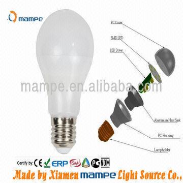 A60 8w Plastic Led Bulb With Inner Aluminum Heat Sink Long